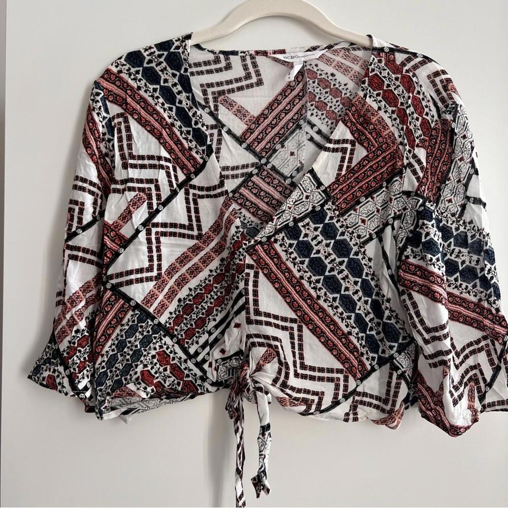 BCBG Bohemian Patterned Wrap Top